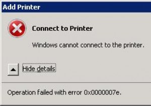 Lỗi 0x0000007e:Windows không thể kết nối với máy in mạng, Thao tác không thành công 