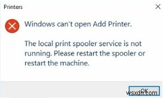 Khắc phục:Dịch vụ bộ đệm in cục bộ không chạy trong Windows 10