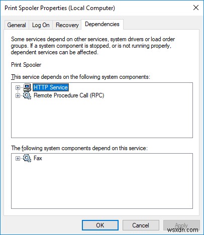 Khắc phục:Dịch vụ bộ đệm in cục bộ không chạy trong Windows 10