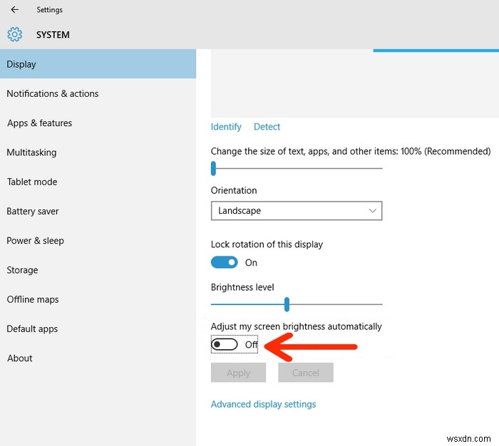 Cách bật / tắt độ sáng thích ứng trong Windows 10