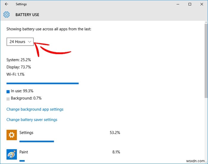 Tìm hiểu mức sử dụng pin của các ứng dụng trong Windows 10