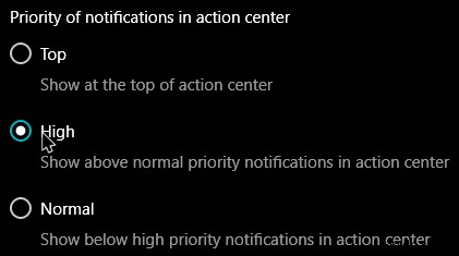 Cách đặt ưu tiên thông báo cho ứng dụng trong Trung tâm hành động Windows 10