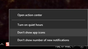 Cách bật hoặc tắt biểu tượng ứng dụng trung tâm hành động trong Windows 10