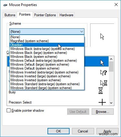 Tìm và cài đặt con trỏ tùy chỉnh an toàn cho Windows 10