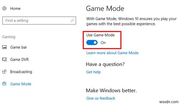 Giải thích về Chế độ trò chơi trên Windows 10