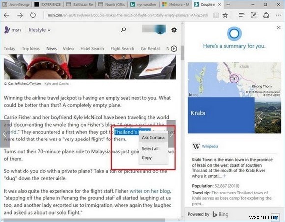 Cách thiết lập và sử dụng Cortana trong trình duyệt Microsoft Edge