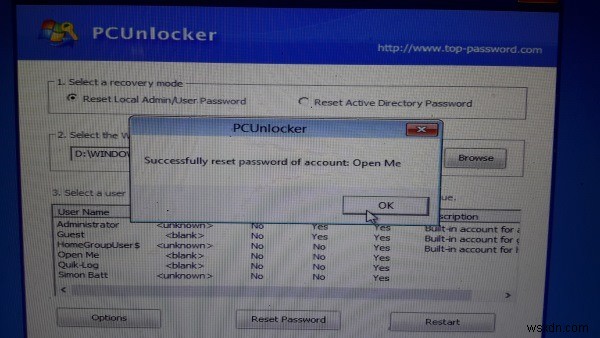 Cách đặt lại mật khẩu trong Windows 10 trở về trước với PCUnlocker