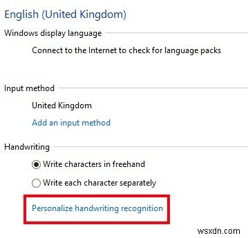 Bật và sử dụng kiểu nhập bằng chữ viết tay trong Windows 10