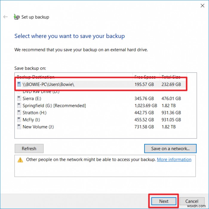 Cách tạo bản sao lưu Windows 10 vào ổ đĩa mạng