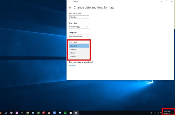 Cách thay đổi định dạng thời gian trong Windows 10