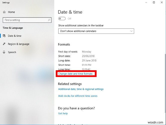 Cách thay đổi định dạng thời gian trong Windows 10