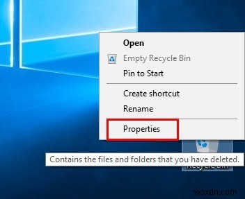 Cách tắt thùng rác trong Windows 10