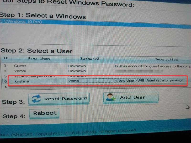 Cách đặt lại mật khẩu Windows với iSunshare Windows Password Genius