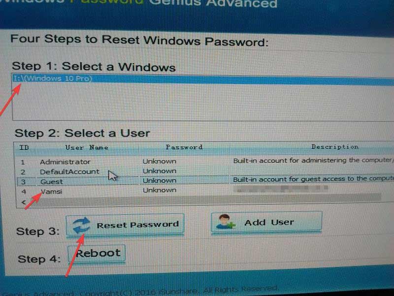 Cách đặt lại mật khẩu Windows với iSunshare Windows Password Genius