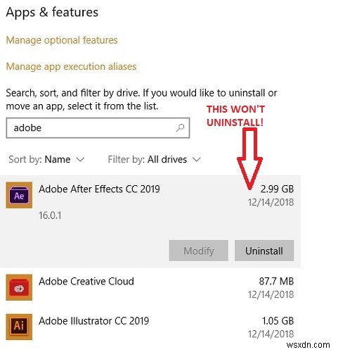 Cách gỡ cài đặt các sản phẩm Adobe Creative Cloud khỏi PC chạy Windows 10