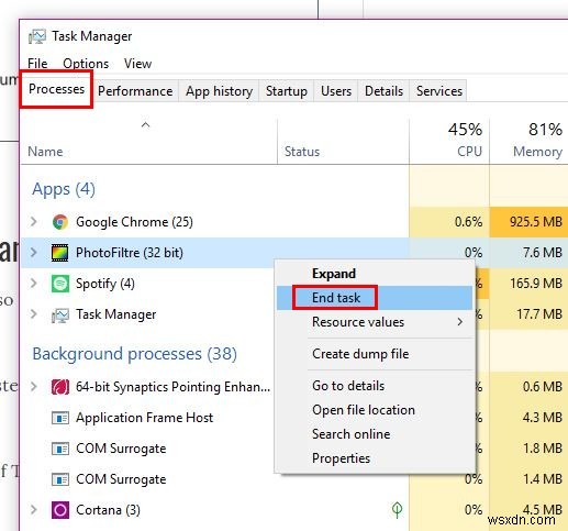 Cách đóng ứng dụng không sửa chữa trong Windows 10