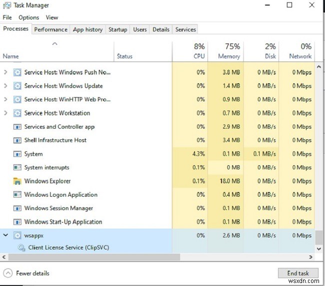 Cách khắc phục tình trạng sử dụng CPU và đĩa cao của WSAPPX