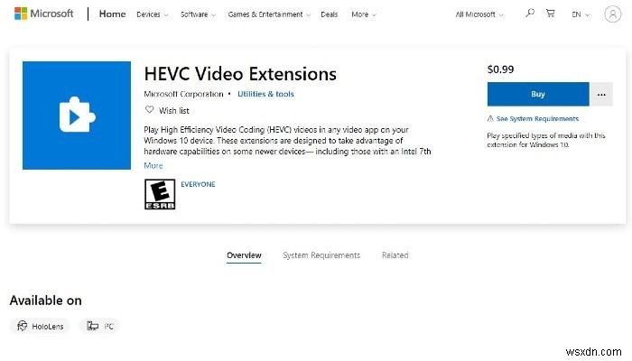 Cách phát tệp video HEVC trên Windows 10 miễn phí