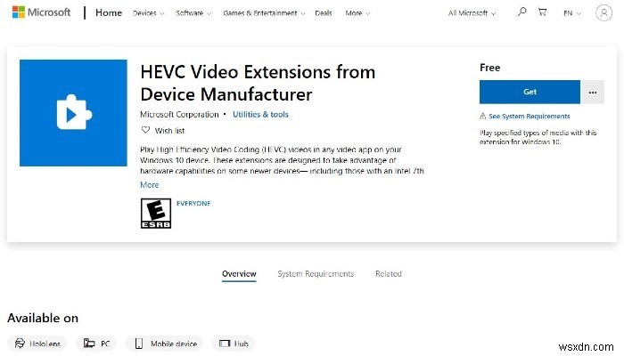 Cách phát tệp video HEVC trên Windows 10 miễn phí