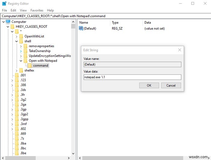 Cách thêm  Mở bằng Notepad  vào Trình đơn ngữ cảnh trong Windows 10