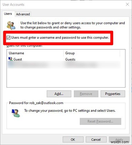 Cách bỏ qua màn hình đăng nhập trong Windows 10