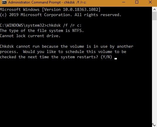 Cách hủy hoạt động Chkdsk đã lên lịch trong Windows 10