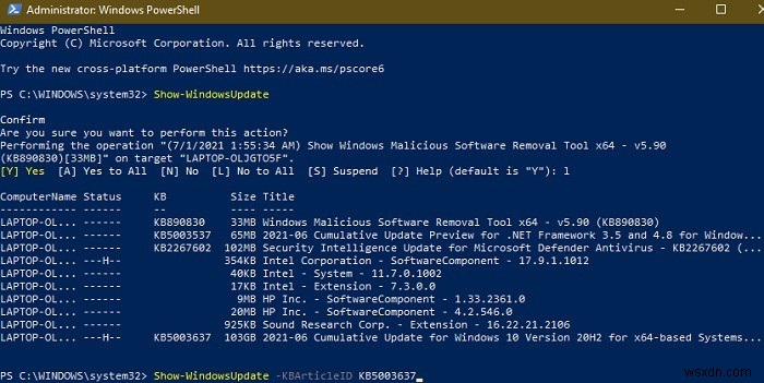 Cách ẩn bản cập nhật bằng PowerShell trong Windows 10