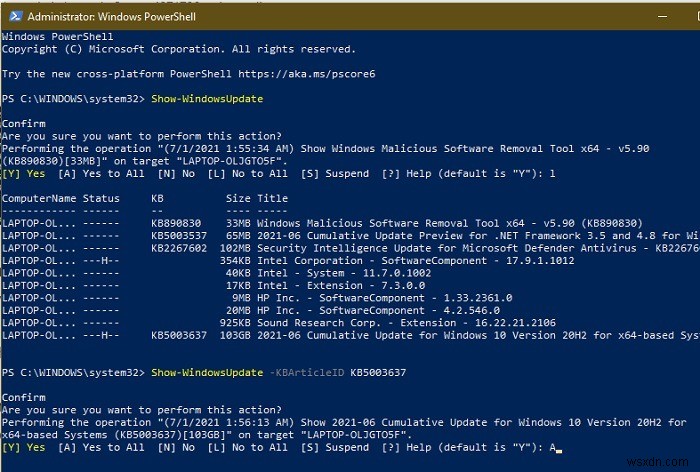 Cách ẩn bản cập nhật bằng PowerShell trong Windows 10