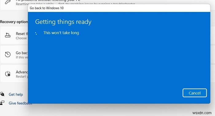 Cách hạ cấp từ Windows 11 xuống Windows 10