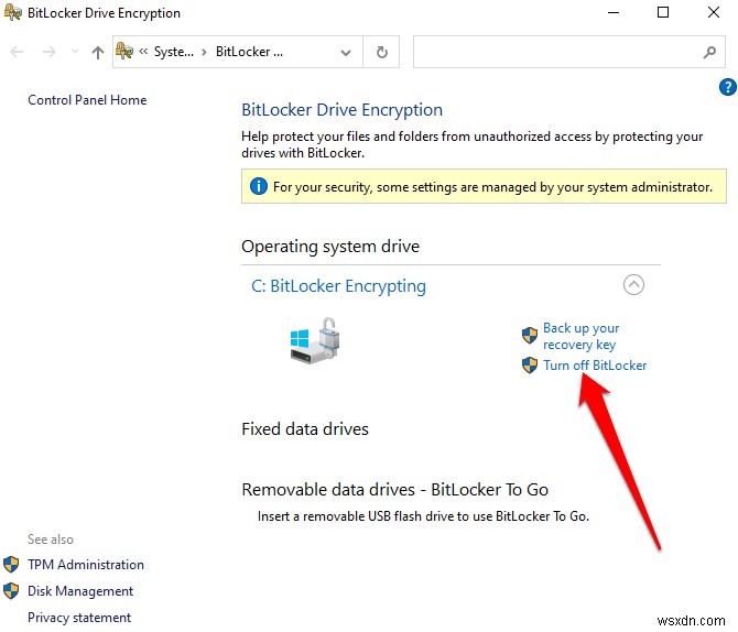 Cách tắt hoặc tắt Bitlocker trên Windows 10