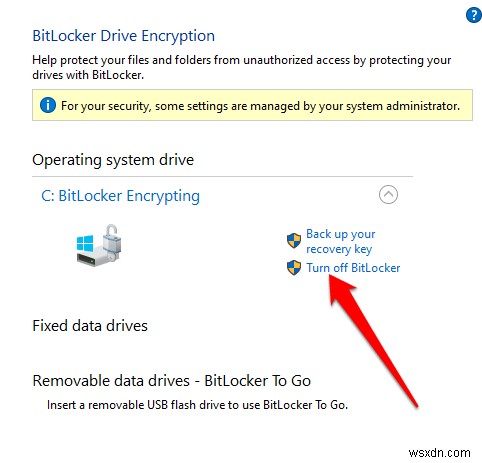 Cách tắt hoặc tắt Bitlocker trên Windows 10