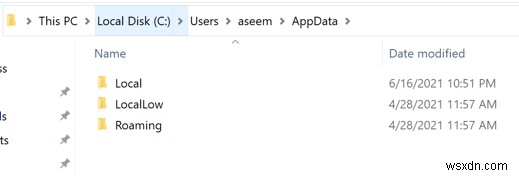 Thư mục AppData trong Windows 10 là gì