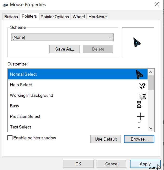 Cách thay đổi con trỏ trên Windows 10