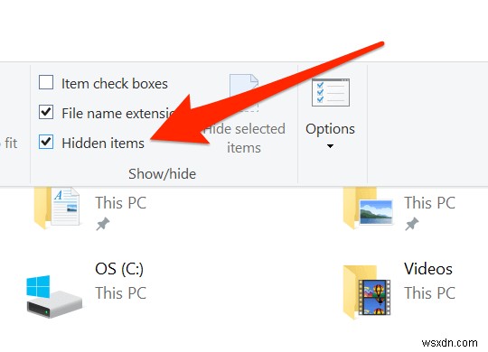Cách hiển thị tệp ẩn trong Windows 10