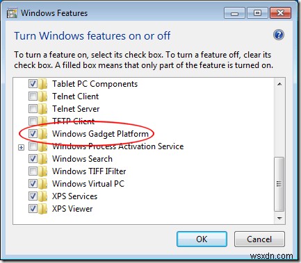 Tắt Nền tảng Tiện ích trong Windows 7 