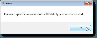 Xóa liên kết loại tệp trong Windows 7 