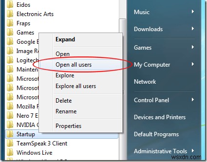 Dễ dàng thêm chương trình vào thư mục khởi động Windows 7 