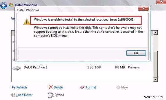 Khắc phục “Windows không thể cài đặt vào vị trí đã chọn” trong Windows 7 hoặc Vista 