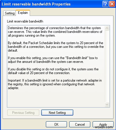 Cách thay đổi giới hạn băng thông có thể dự trữ trong Windows 