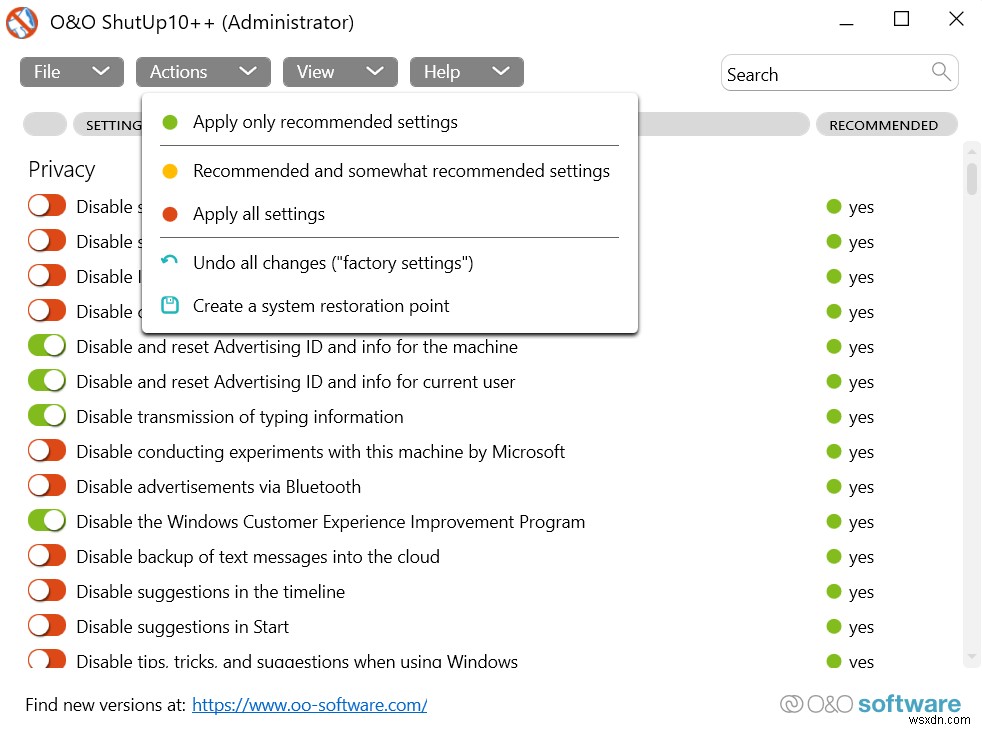 Đánh giá O&O ShutUp10 - Ngăn Microsoft theo dõi bạn 