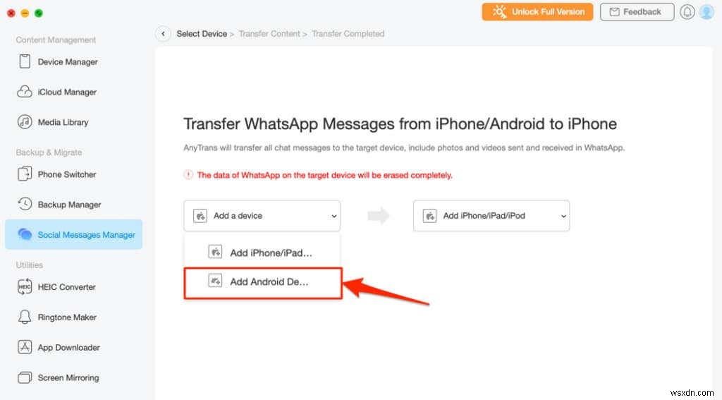 Cách chuyển dữ liệu WhatsApp từ Android sang iPhone 