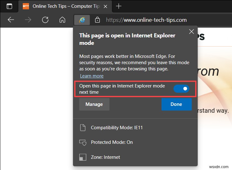 Cách bật Chế độ Internet Explorer trong Edge trên Windows 10/11 