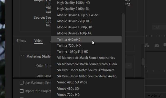 Cách xuất video từ Premiere Pro sang mạng xã hội 