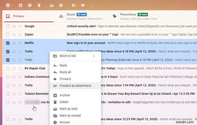 Cách chuyển tiếp nhiều email trong Gmail