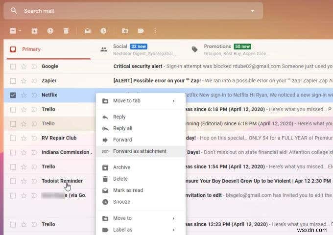 Cách chuyển tiếp nhiều email trong Gmail