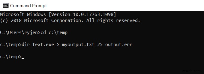 Chuyển hướng đầu ra từ Dòng lệnh Windows sang tệp văn bản 