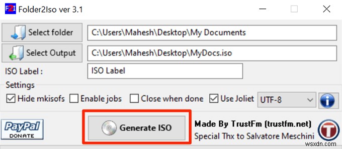 Tạo tệp ISO từ một thư mục trong Windows 