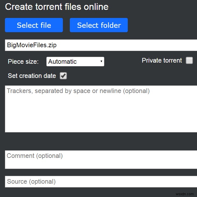 Cách tạo tệp Torrent 