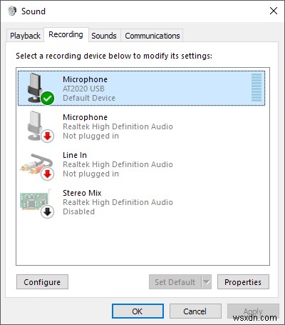 Bật Micrô, Âm thanh đầu vào và Kết hợp âm thanh nổi trong Windows 