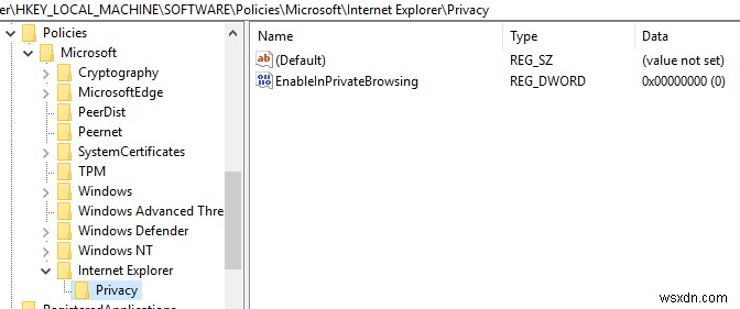 Tắt hoặc tắt tính năng Duyệt web riêng tư trong Internet Explorer và Microsoft Edge 